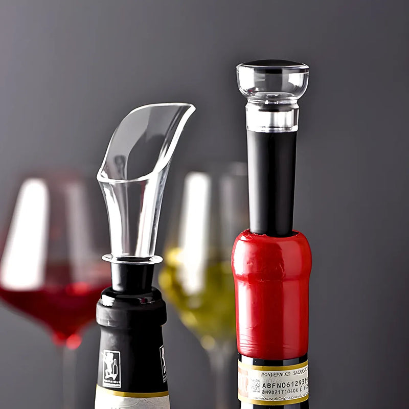 &nbsp;"Kit Para Vinho Com Bico Aerador e Rolha Tampa a Vácuo"